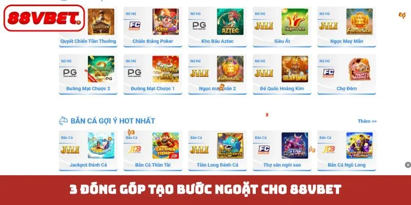 3 đóng góp tạo bước ngoặt cho 88VBET